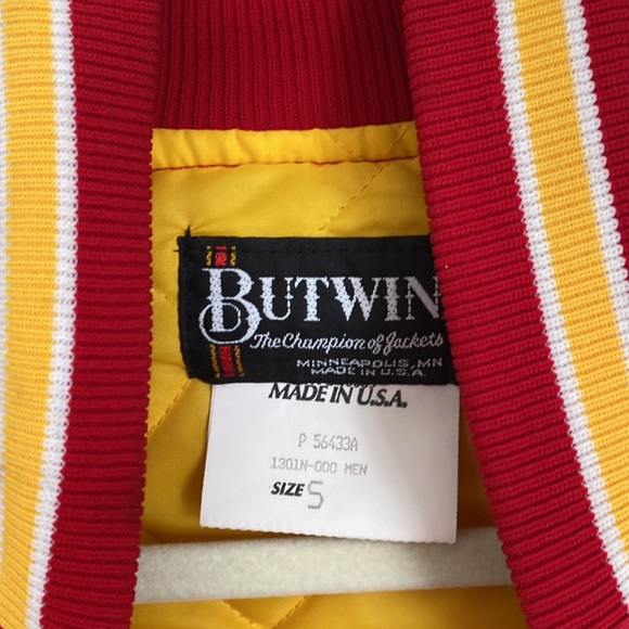 Vintage 80’s Butwin Nylon Cheerleading Jacket - Red Yellow Bomber Retro - Picture 6 of 11
